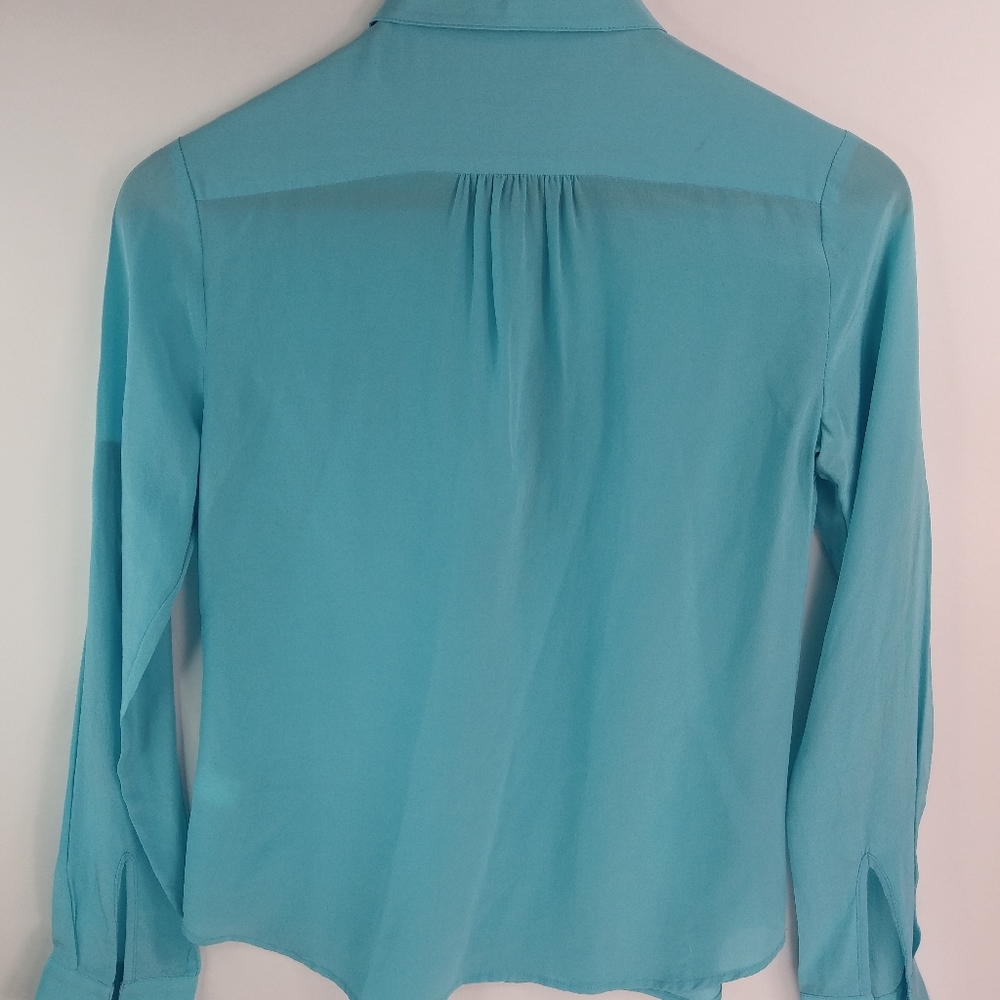 Banana Republic XXS Turquoise Silk Top Workwear - Picture 3 of 7
